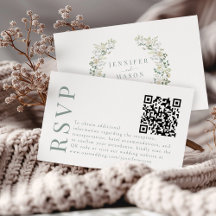 Carte de code RSVP QR pour mariage floral simple