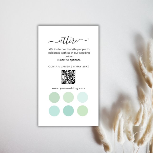 D'accompagnement Carte de Code Vestimentaire pour un Mariage Écolog (Green Wedding Attire Dress Code Card)