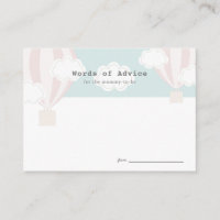 Carte de conseil Baby shower de ballon à air chaud
