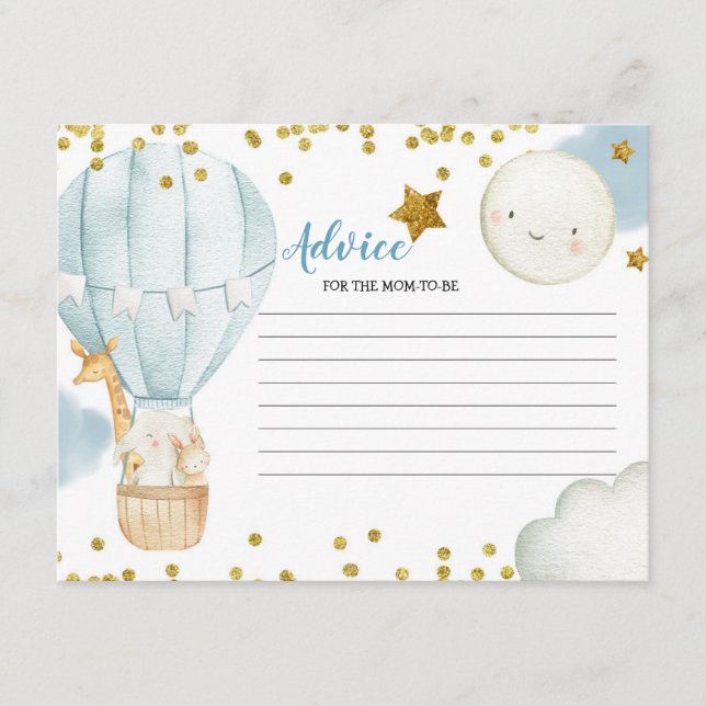 D'accompagnement Carte de conseil Blue Hot Air Balloon Jungle (Devant)