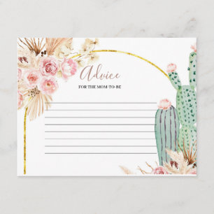 D'accompagnement Carte de conseil Boho Cactus Fleurs roses