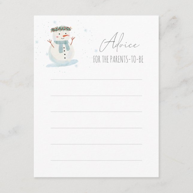 D'accompagnement Carte de conseil de Baby shower Snowman mignonne (Devant)