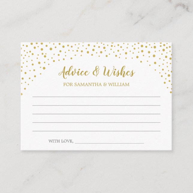 D'accompagnement Carte de conseil Mariage Gold Confetti (Devant)