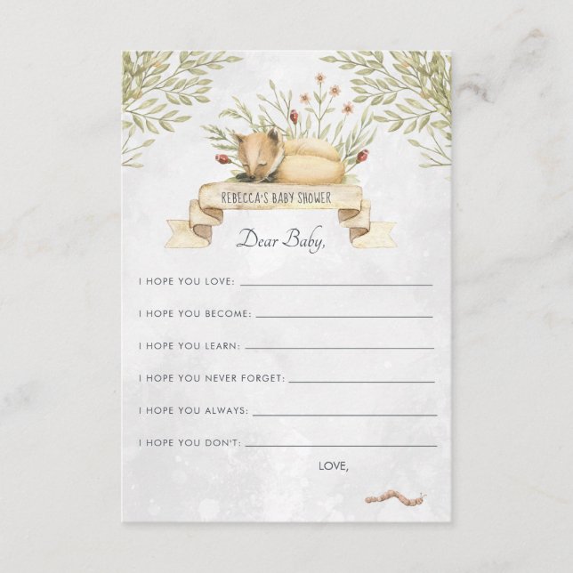 D'accompagnement Carte de conseil pour bébés | Renard des bois (Devant)