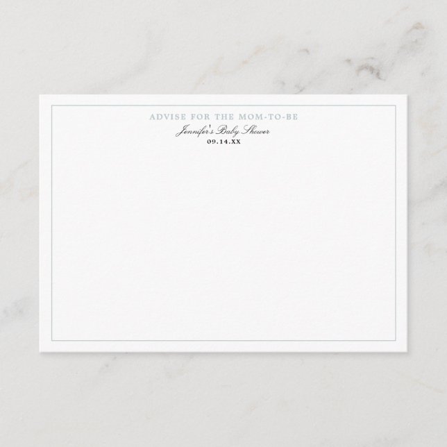 D'accompagnement Carte de conseil pour le Baby shower de garçon ble (Devant)