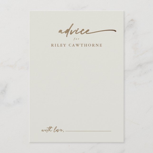 D'accompagnement Carte de conseils de mariage Bohème écriture dorée (Devant)