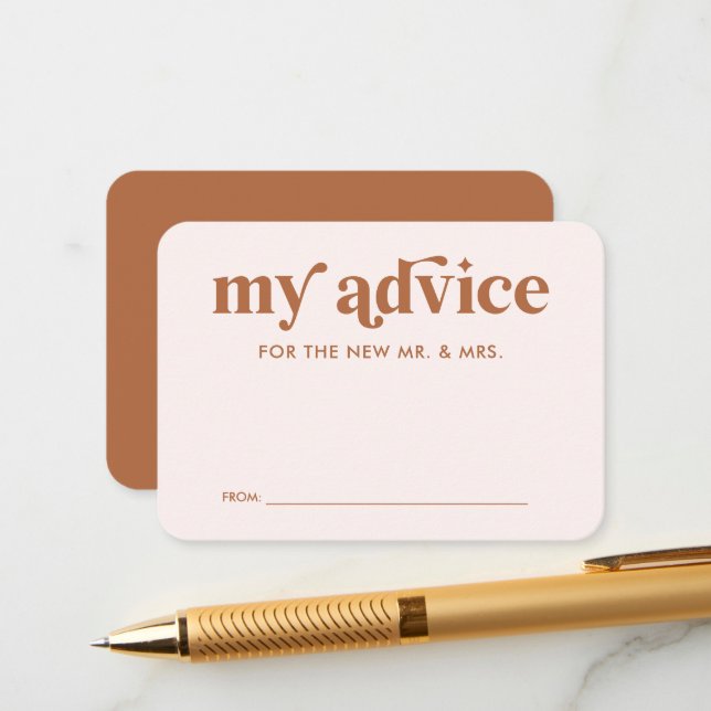 D'accompagnement Carte de conseils de mariage Boho Rétro Orange Ter (Devant/Arrière en situation)