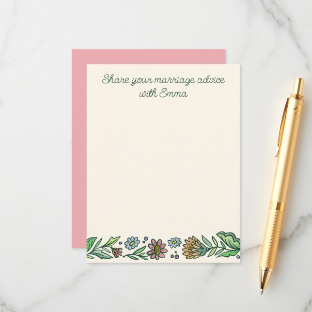 D'accompagnement Carte de conseils de mariage floral scandinave art (Devant/Arrière en situation)