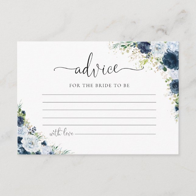 D'accompagnement Carte de conseils de mariage florale Navy bleue (Devant)