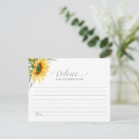 Carte de conseils de tournesol pour la future mari