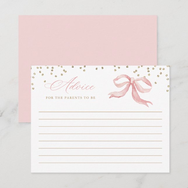 D'accompagnement Carte de conseils pour Baby Shower Rose Gold (Devant / Derrière)