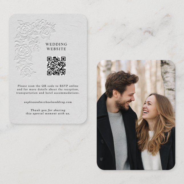 D'accompagnement Carte de décoration avec Faux Roses Blanches en Re (Devant / Derrière)