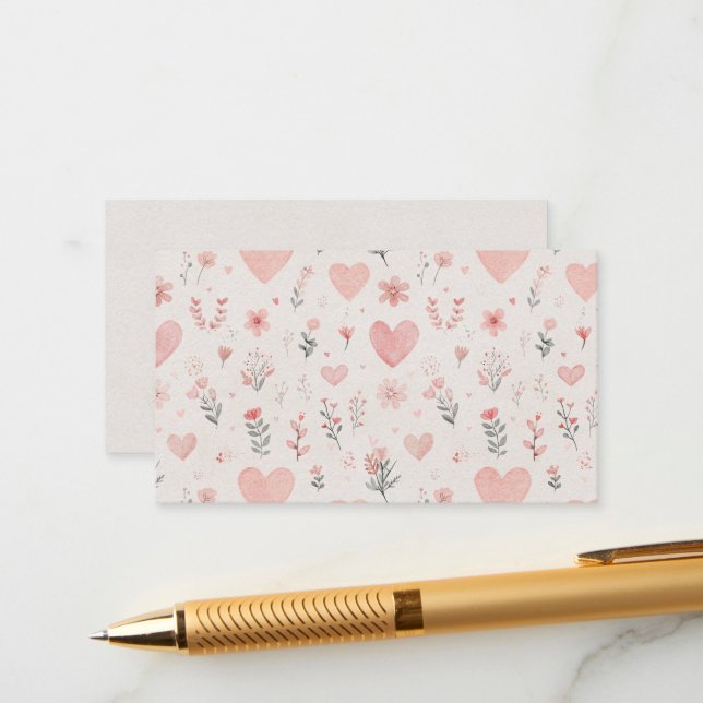 D'accompagnement Carte de décoration Hearts & Florals (Devant/Arrière en situation)