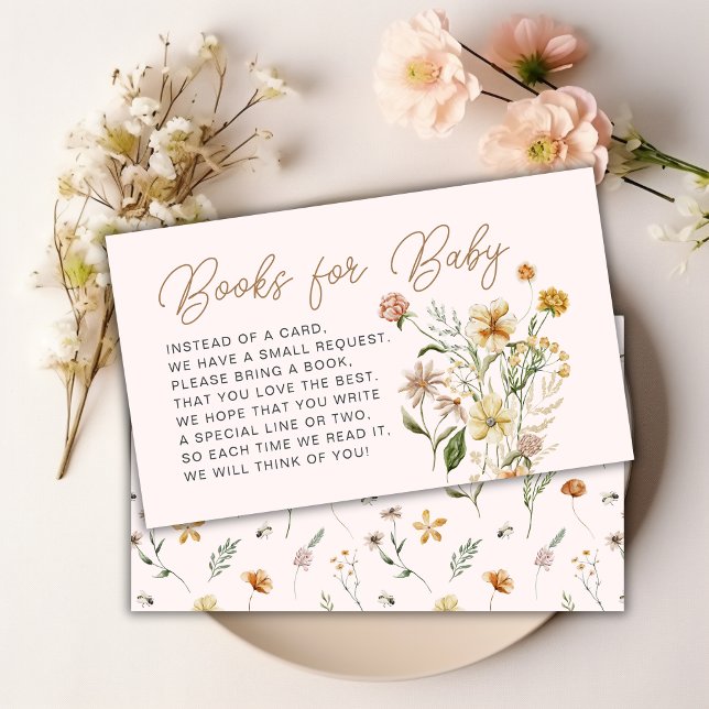 D'accompagnement Carte de demande de Baby shower Floral rose (Pink Floral Baby Shower Book Request Card)