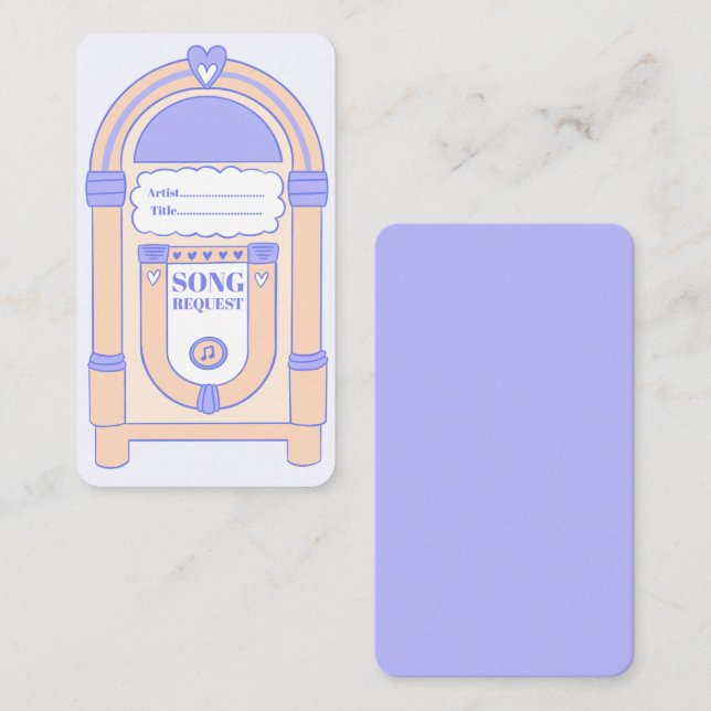 D'accompagnement Carte de demande de chanson pour Jukebox de soirée (Devant / Derrière)