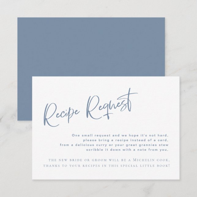 D'accompagnement Carte de demande de Fête des mariées bleue Denim (Devant / Derrière)