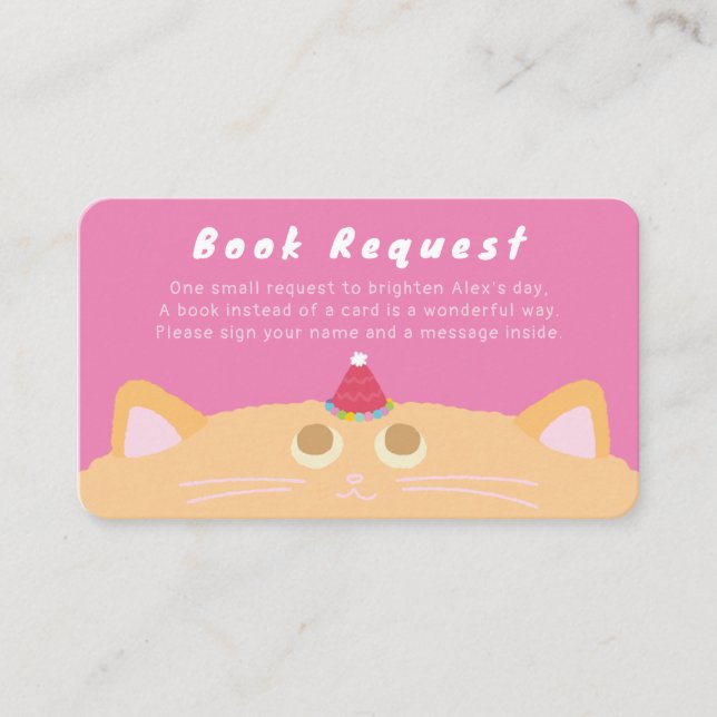 D'accompagnement Carte de demande de livre avec chat orange mignon (Devant)