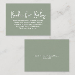 D'accompagnement Carte de demande de livre de baby shower Vert Saug
