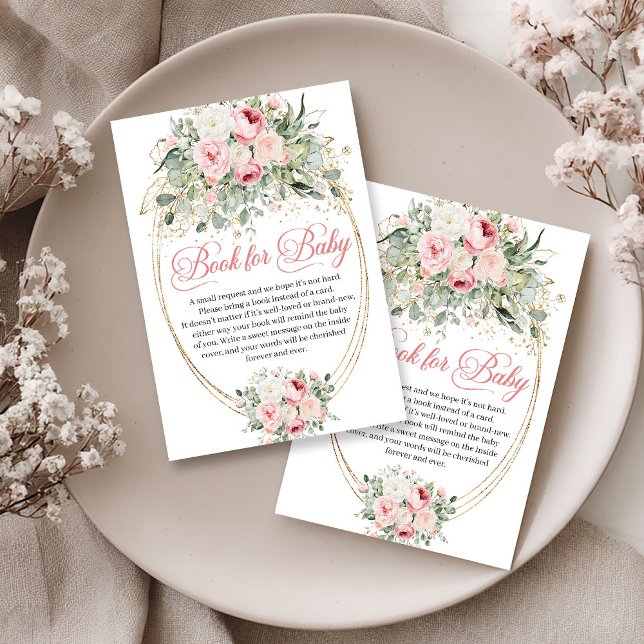 D'accompagnement Carte de demande de livre de fleurs de teinte rose (Minimal Blush Flowers Gold Book Request Card)