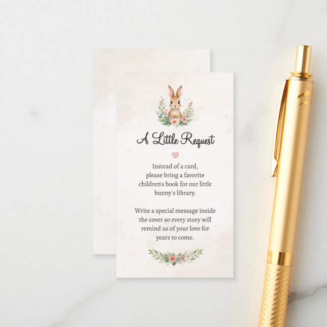 D'accompagnement Carte de demande de livre Petit Lapin | Bébé Boho  (Devant/Arrière en situation)