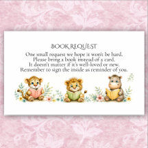 Carte de demande de livre pour Baby Shower Jungle