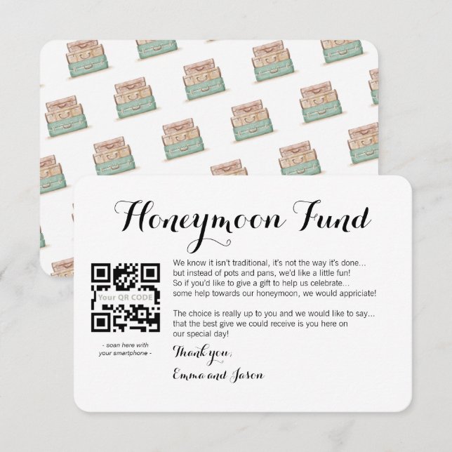 D'accompagnement Carte de demande de lune de miel pour mariage (Devant / Derrière)