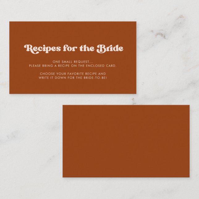 D'accompagnement Carte de demande de recette Burnt orange rétro sty (Devant / Derrière)