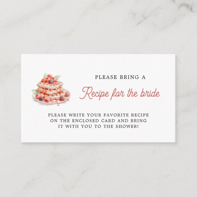 D'accompagnement Carte de demande de recette de mariage pour gaufre (Devant)