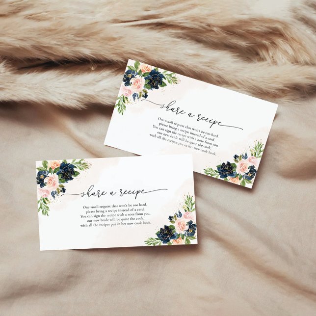 D'accompagnement Carte de demande de recette florale Marine & Blush (Créateur téléchargé)