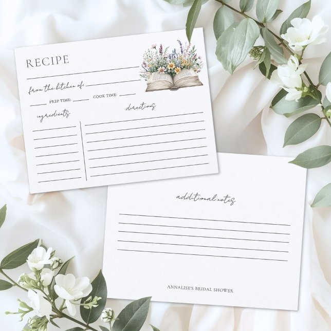 D'accompagnement Carte de demande de recette pour une douche de mar (Book Bridal Shower Recipe Request Card)