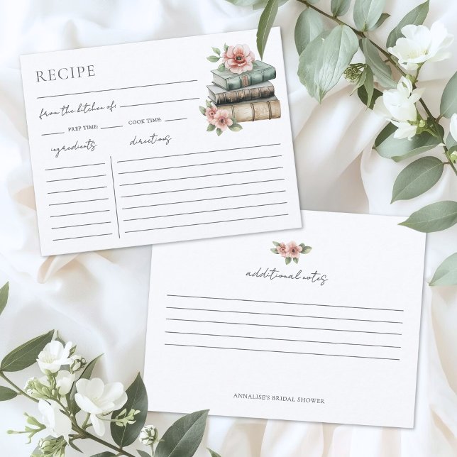D'accompagnement Carte de demande de recette pour une douche de mar (Book Bridal Shower Recipe Request Card)
