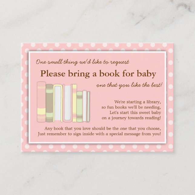 D'accompagnement Carte de demande d'insertion de livre de Baby show (Devant)