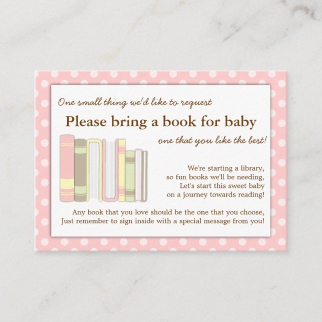 D'accompagnement Carte de demande d'insertion de livre de Baby show (Devant)