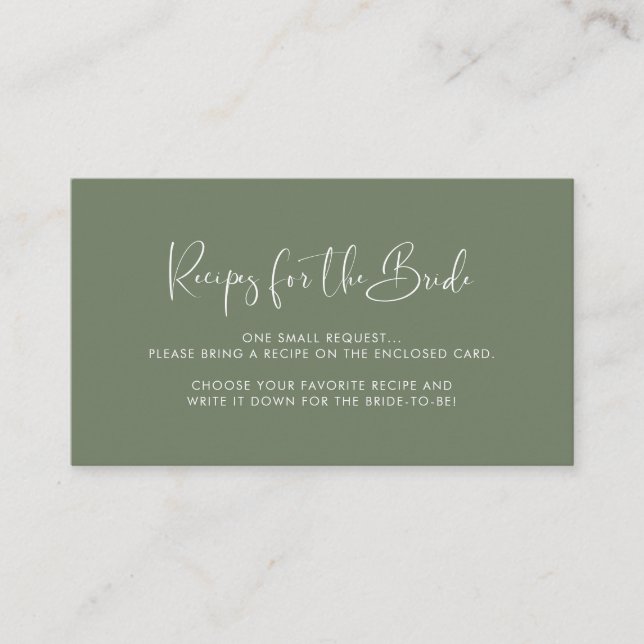 D'accompagnement Carte de demande Elegant Dark Sage green Recette (Devant)