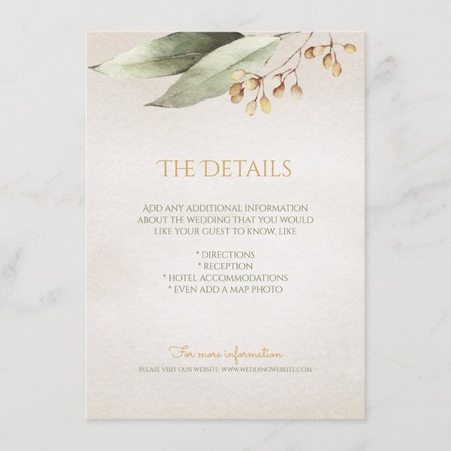 D'accompagnement Carte de détail botanique vert vintage rustique (Devant)