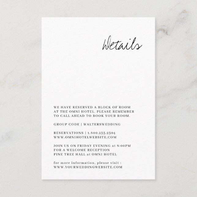 D'accompagnement Carte de détail de Mariage à main moderne (Devant)