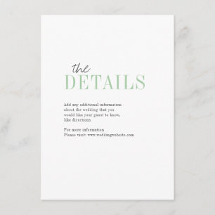 D'accompagnement Carte de détail de mariage minimaliste vert