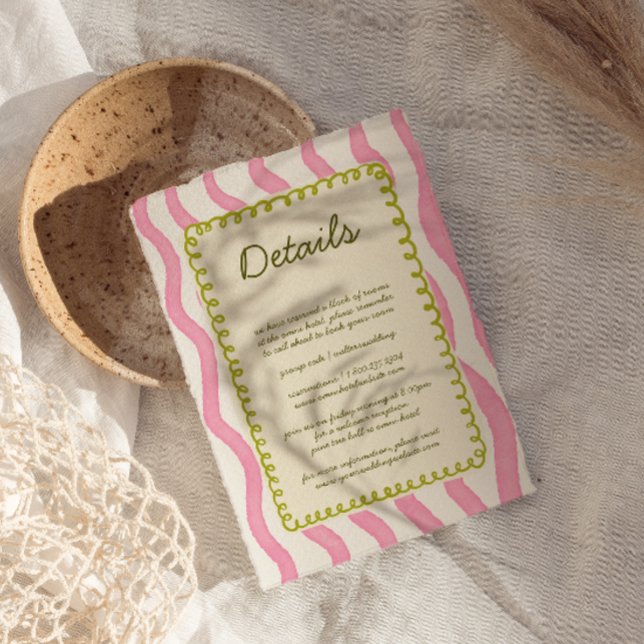 D'accompagnement Carte de détail de mariage rose et vert moderne et (Créateur téléchargé)