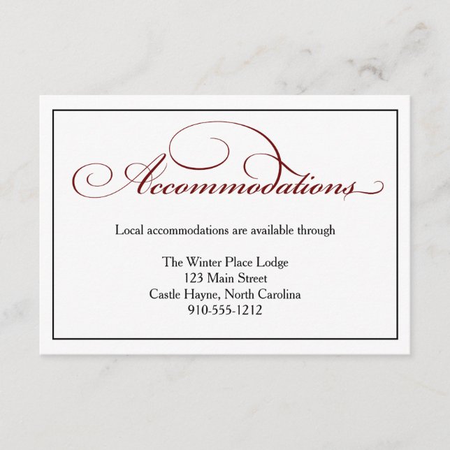 D'accompagnement Carte de détail des Mariages à script rouge profon (Devant)