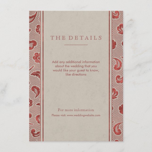 D'accompagnement Carte de détail du mariage campagnard rustique en  (Devant)