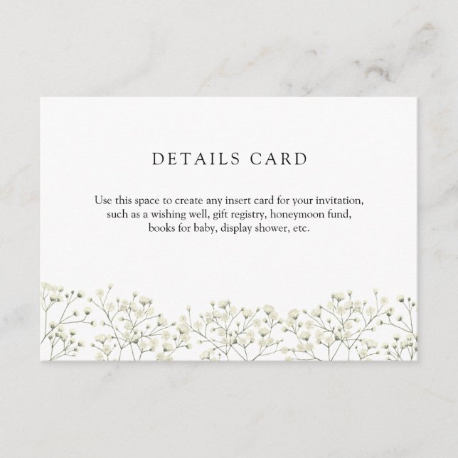 D'accompagnement Carte de détails Baby's Breath (Devant)