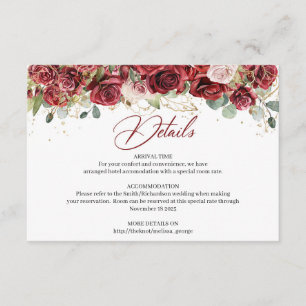 D'accompagnement Carte de détails Boho burgundy floral vert eucalyp