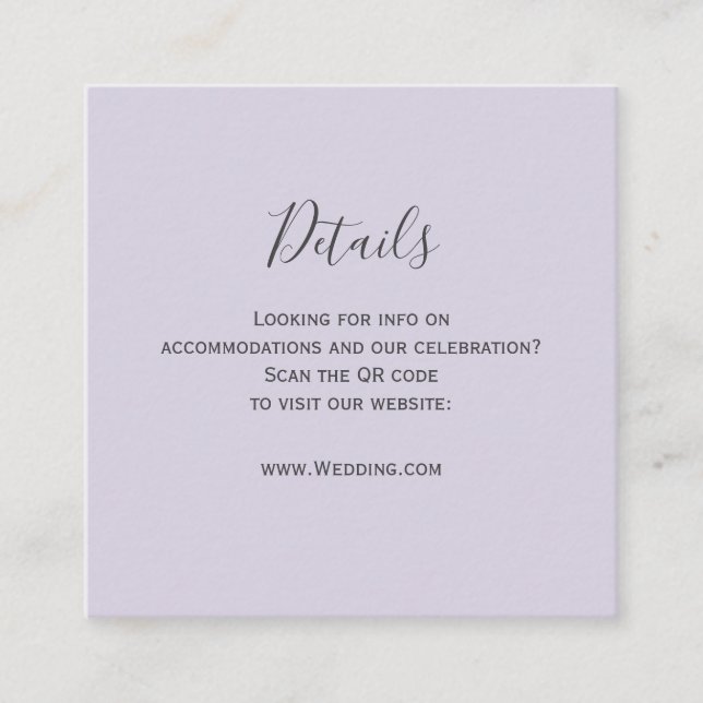D'accompagnement Carte de détails de code QR Lavande Rustique (Devant)