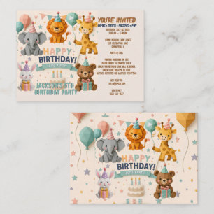 D'accompagnement Carte de détails de fête d'animaux en origami mign
