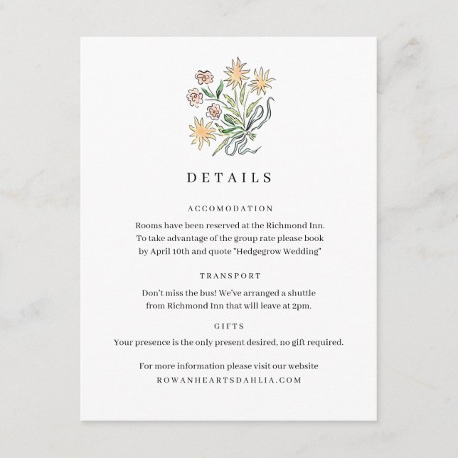 D'accompagnement Carte de détails de fleurs sauvages avec ruban (Devant)