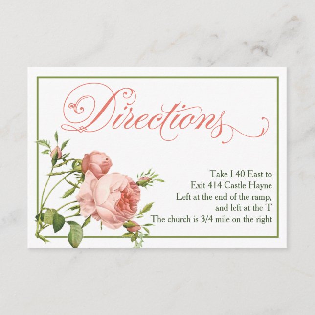 D'accompagnement Carte de détails de la direction du Mariage Rose d (Devant)