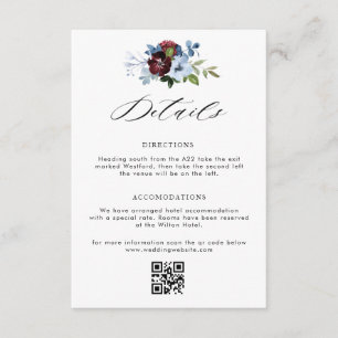 D'accompagnement carte de détails de la mariage à fleurs bleues bor