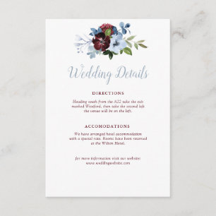 D'accompagnement carte de détails de la mariage à fleurs bleues bor