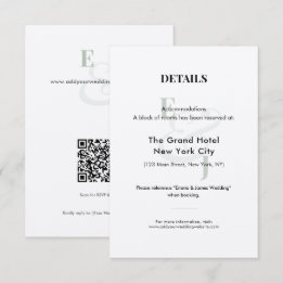 D'accompagnement Carte de détails de l'hôtel pour mariage Sage | QR