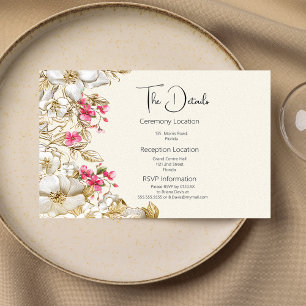 D'accompagnement Carte de détails de luxe fleurs en or blanc rose i